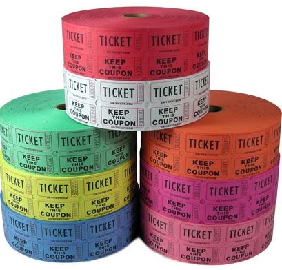 Roll Tickets: Case of 20 Double Rolls, 3-4 Different Color Tickets - 2,000 Individually Numbered Tic main image